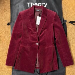 Theory Women's Rich Burgundy Corduroy Blazer